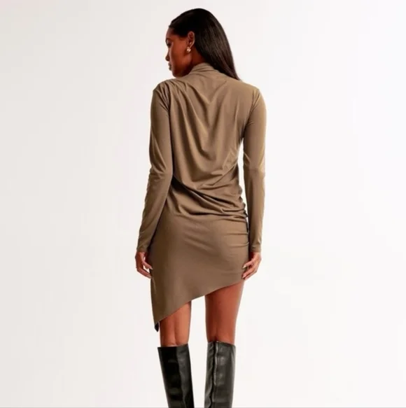 Abercrombie & Fitch Vol 28 Rouched Mini Dress | Taupe | Size M - Picture 2 of 11